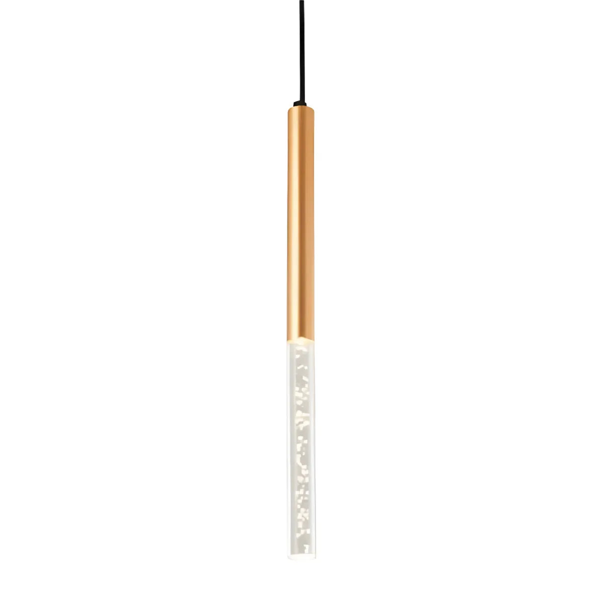 Luminária Pendente Moderna Minimalista Metal Vidro Tubo LED Mantti - Dourado / 30cm / 7W | Branco Quente (3000K)