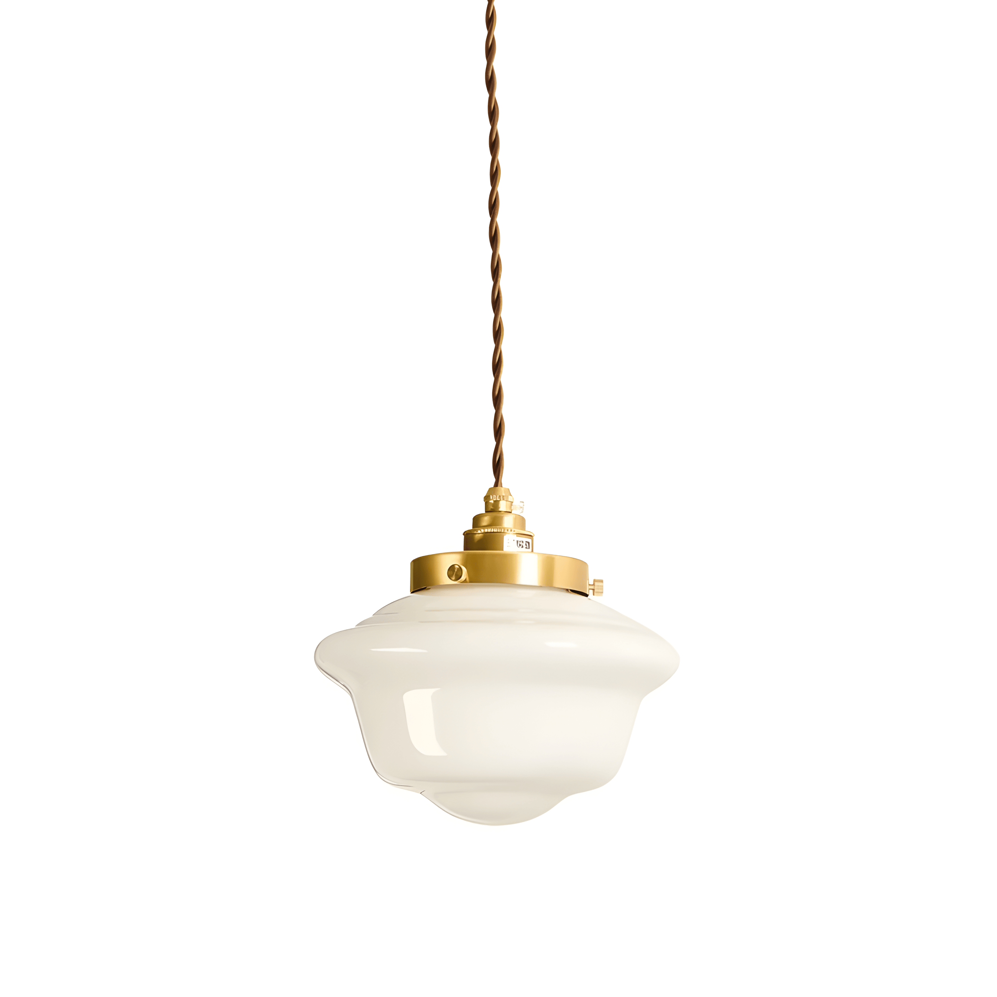 Luminária Pendente Moderna Minimalista Metal Vidro Zeno - Ø20x16,5cm / Branco e Dourado