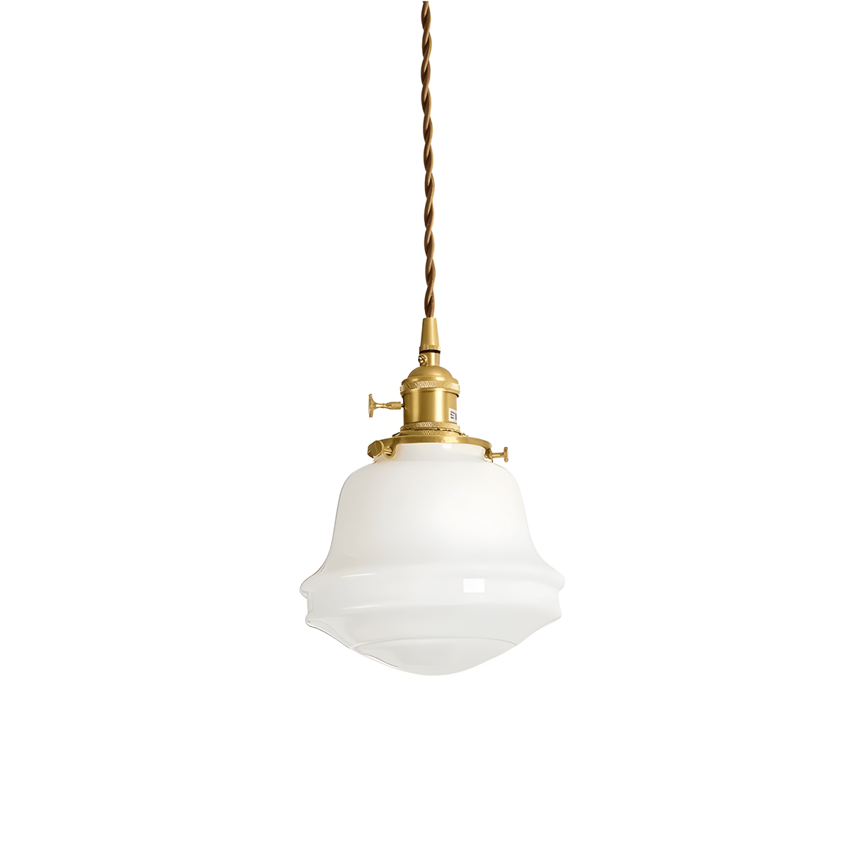 Luminária Pendente Moderna Minimalista Metal Vidro Zeno - Ø15x15cm / Branco e Dourado