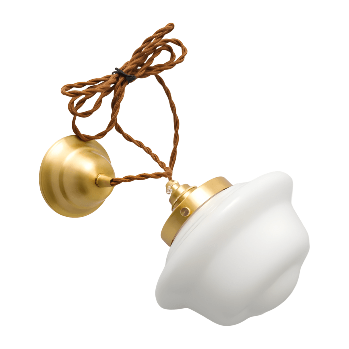 Luminária Pendente Moderna Minimalista Metal Vidro Zeno - Ø20x16,5cm / Branco e Dourado