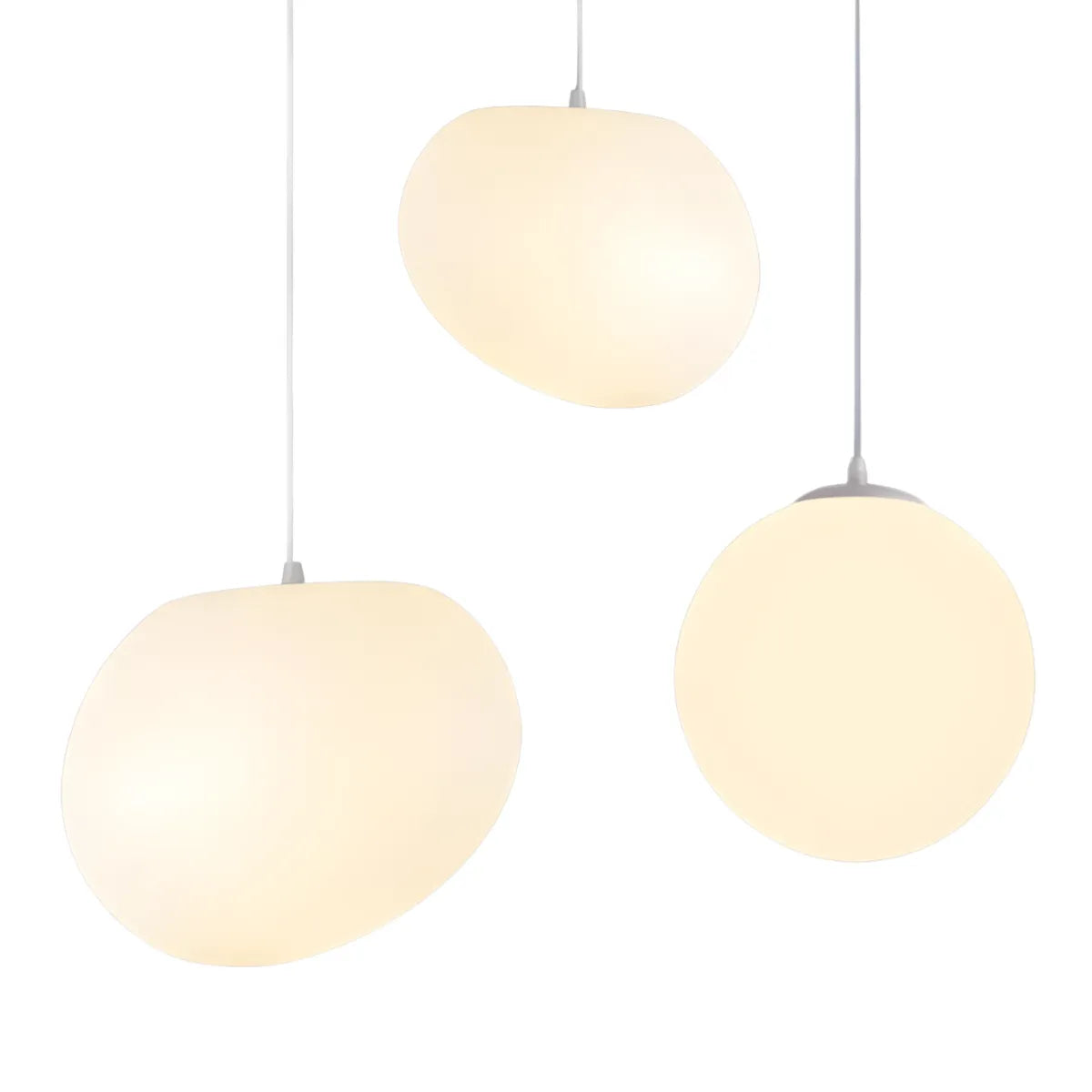 Luminária Pendente Moderna Minimalista Orgânico Metal Vidro Minsk - Orgânico / Ø15cm / Branco