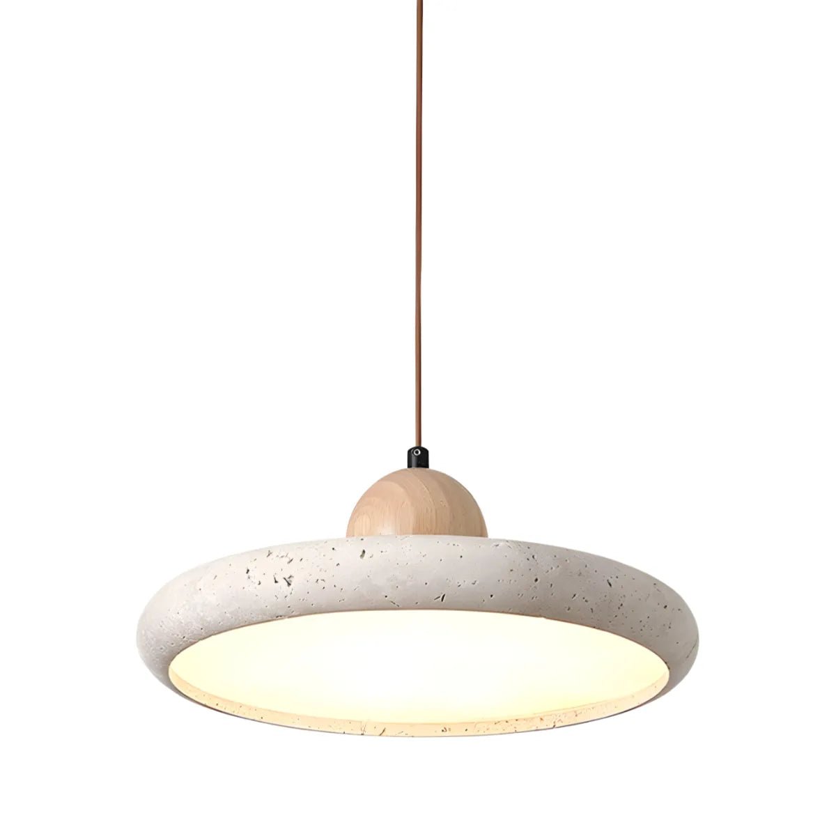Luminária Pendente Moderna Minimalista Redondo Madeira Mármore Travertino Veko - ORNE™ — decor studio