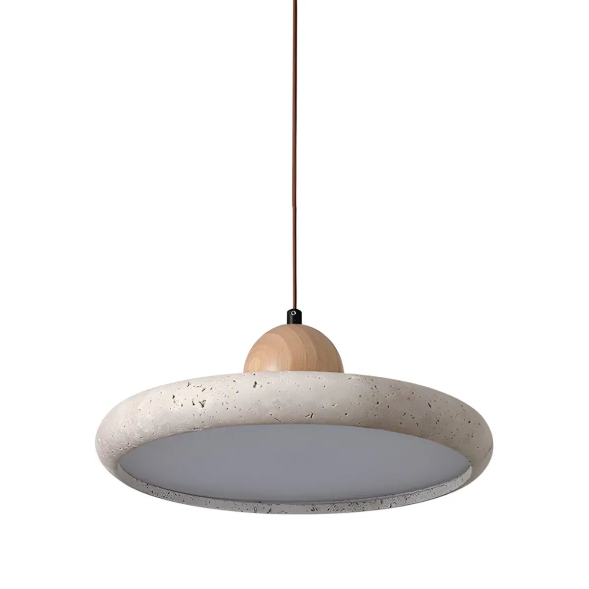 Luminária Pendente Moderna Minimalista Redondo Madeira Mármore Travertino Veko - ORNE™ — decor studio