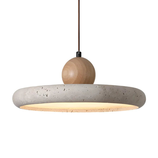 Luminária Pendente Moderna Minimalista Redondo Madeira Mármore Travertino Veko - ORNE™ — decor studio