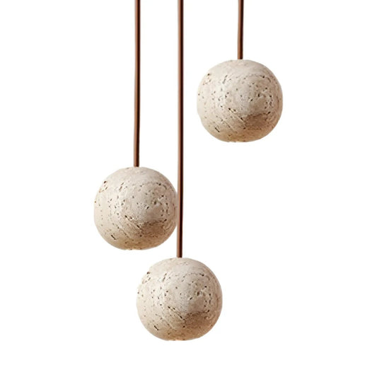 Luminária Pendente Moderna Minimalista Redondo Mármore Travertino Rykz - ORNE™ — decor studio
