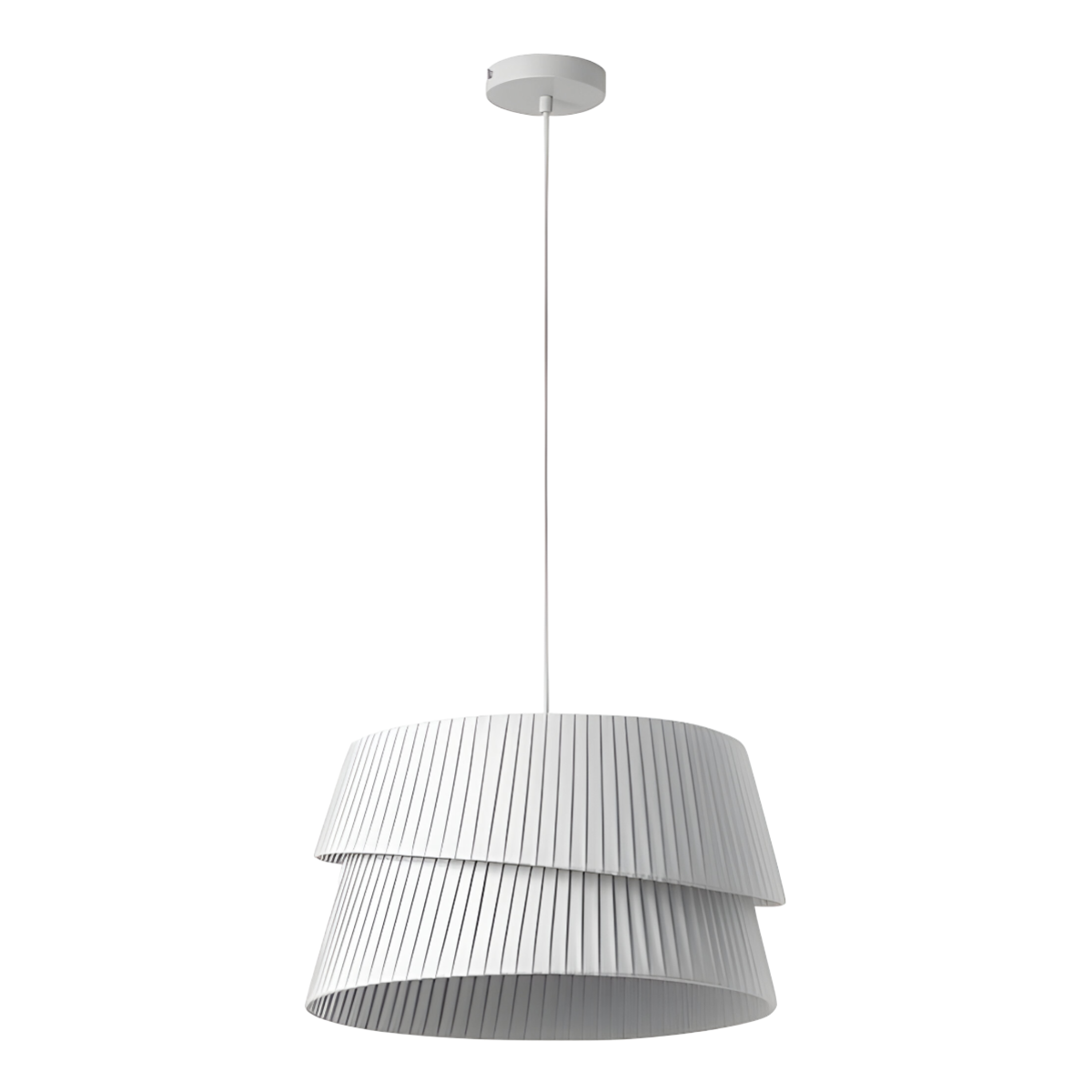 Luminária Pendente Moderna Minimalista Tecido Siall - Ø45cm / Branco / Branco Quente (3000K)