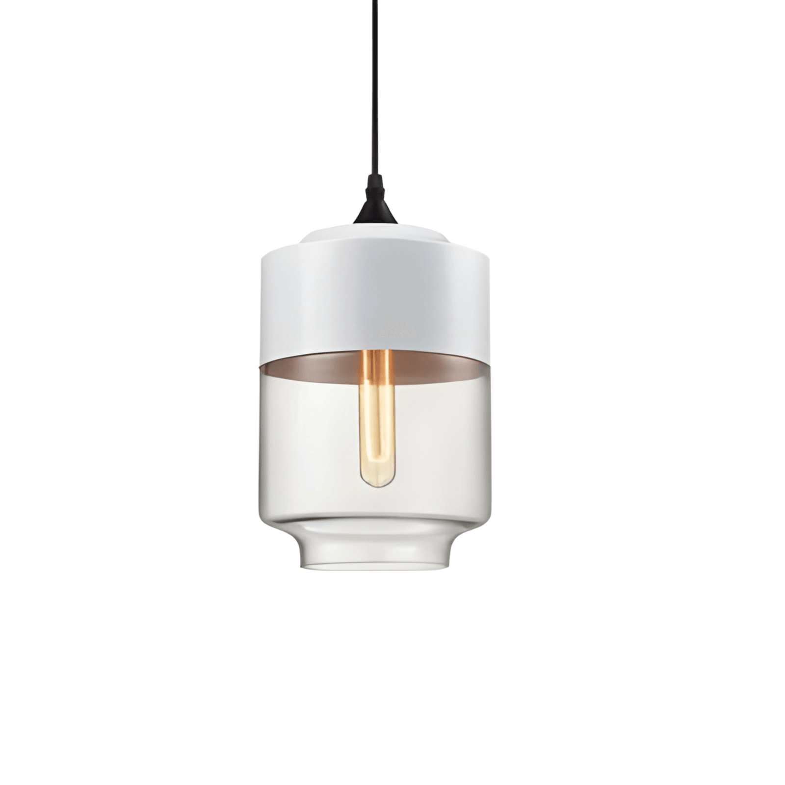 Luminária Pendente Moderna Minimalista Vidro Grace - Branco e Incolor / Ø18cm / Bulbo ou Filamento LED