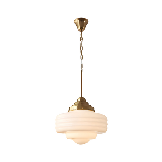 Luminária Pendente Moderna Minimalista Vidro Rigee - Ø34x53cm / Dourado