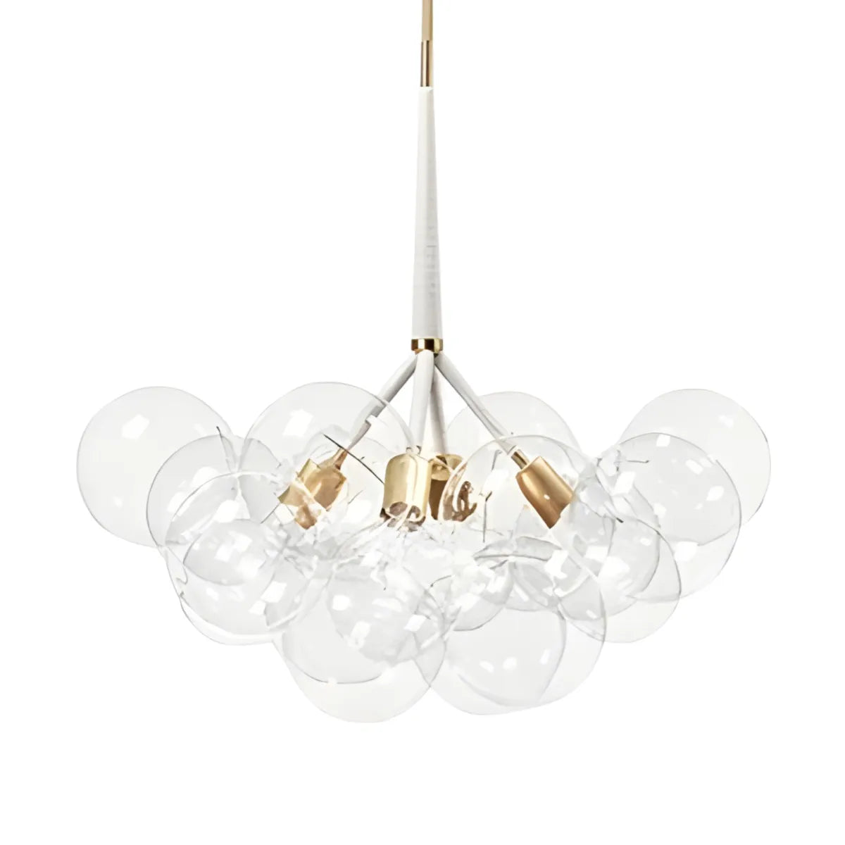 Luminária Pendente Moderno Clássico Globo Bolas Vidro Metal Netun - Marrom e Dourado / Ø50cm