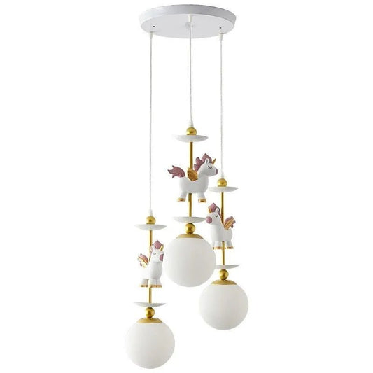 Luminária Pendente Moderno Infantil Globos de Vidro Unicórnios Dream - ORNE™ — decor studio