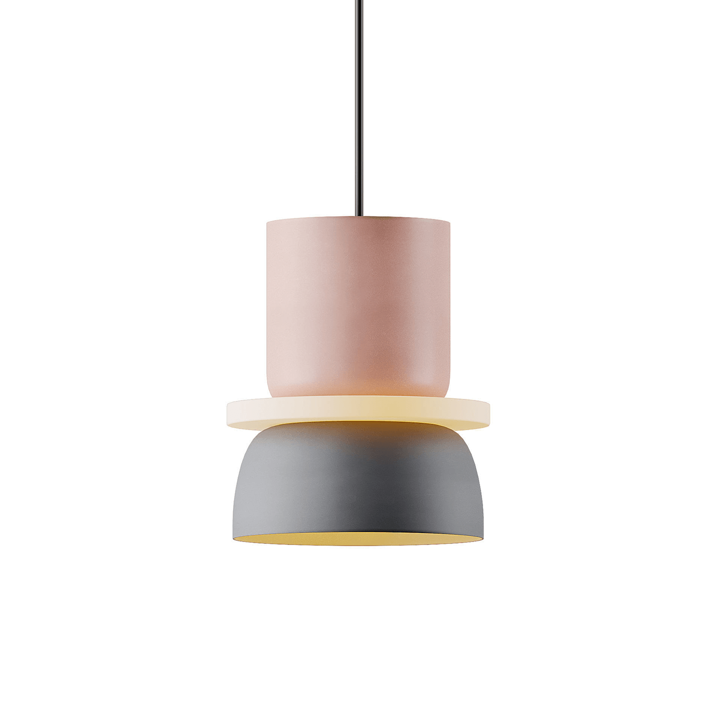 Luminária Pendente Moderno Minimalista Ayers Petit - Rosa e Grafite / Ø18.5cm