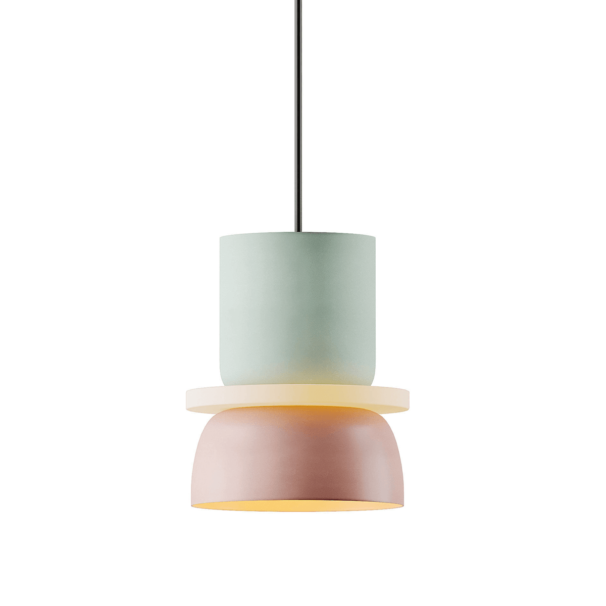 Luminária Pendente Moderno Minimalista Ayers Petit - Rosa e Verde / Ø18.5cm