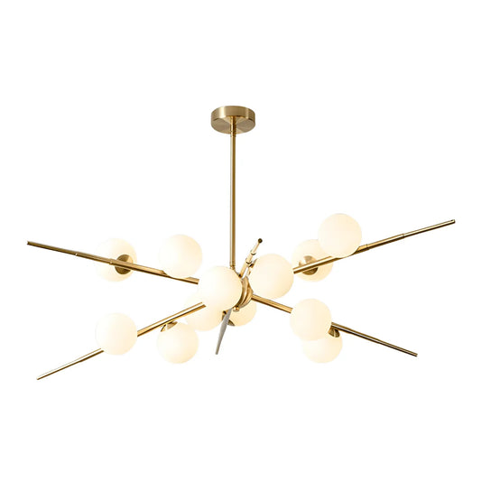 Luminária Pendente Moderno Minimalista Bolas Globos Vidro Nord - Dourado / 12 lâmpadas / Branco Quente (3000K)