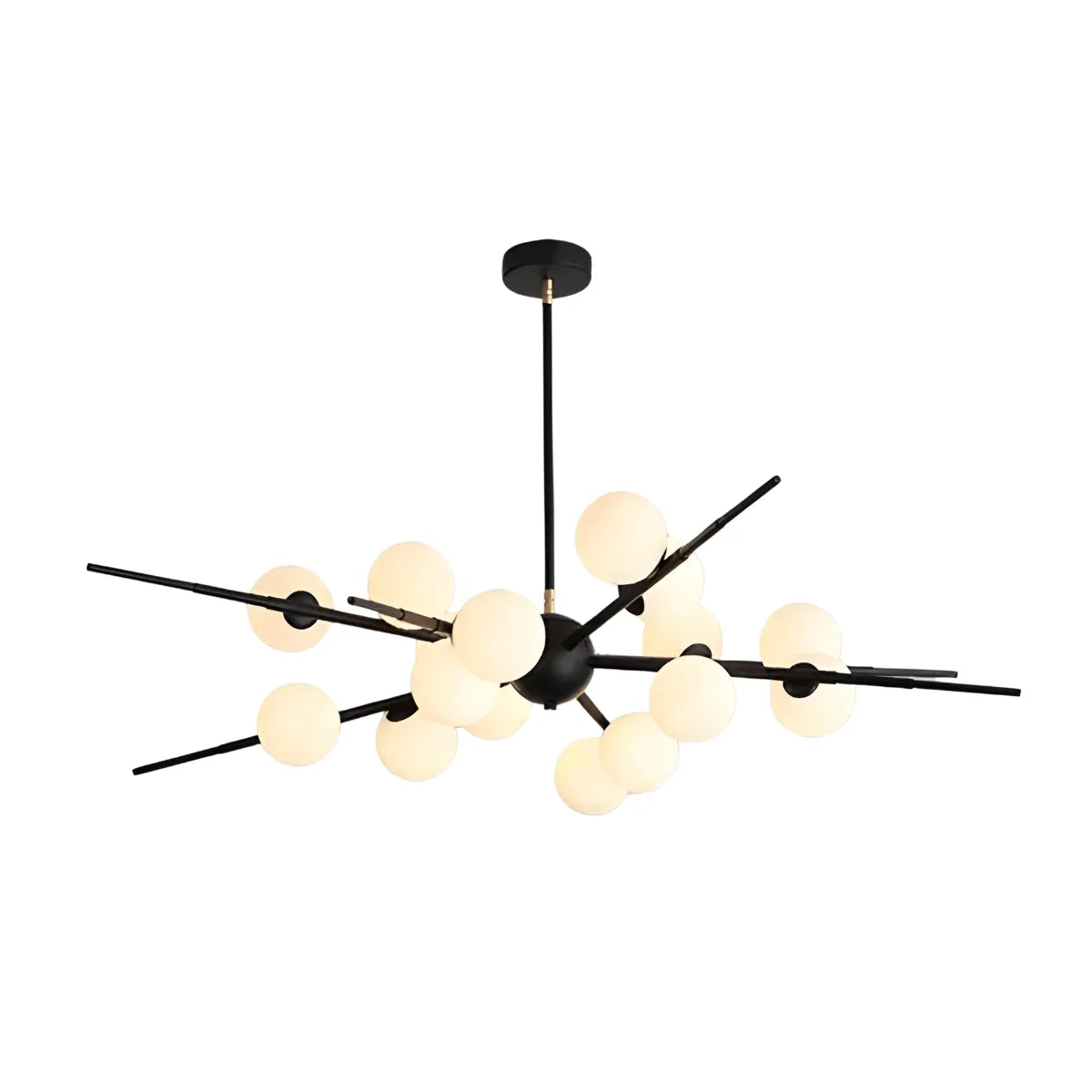 Luminária Pendente Moderno Minimalista Bolas Globos Vidro Nord - Preto / 12 lâmpadas / Branco Quente (3000K)