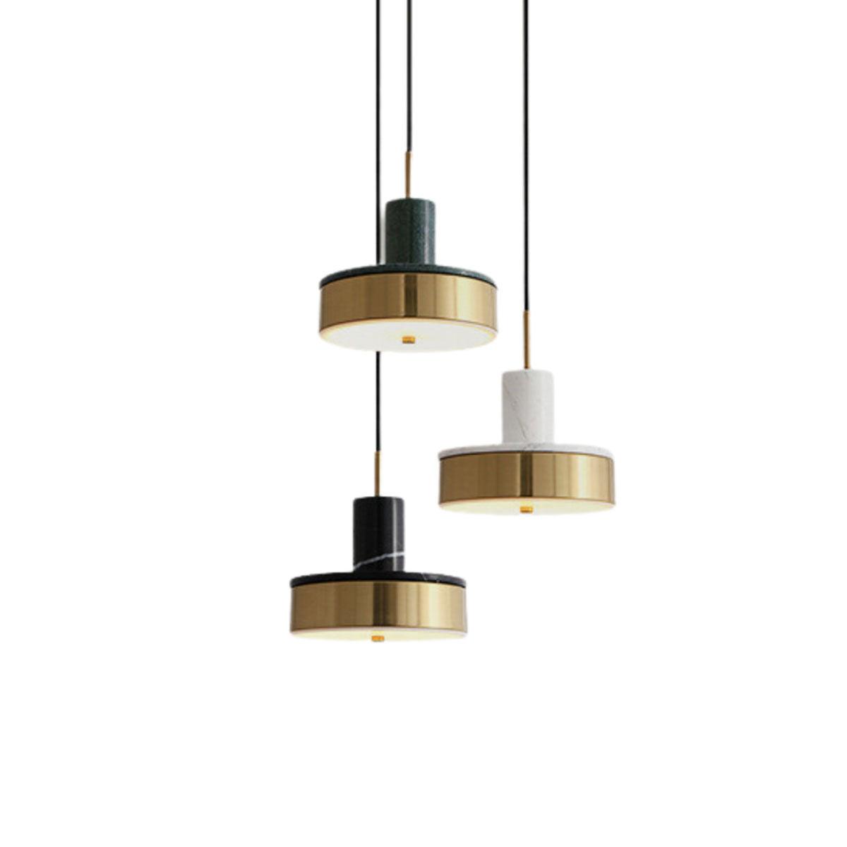 Luminária Pendente Moderno Minimalista Burke - Dourado e Branco