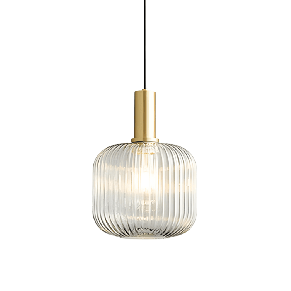 Luminária Pendente Moderno Minimalista Finne - Incolor e Dourado / Ø20cm / Metal e Vidro