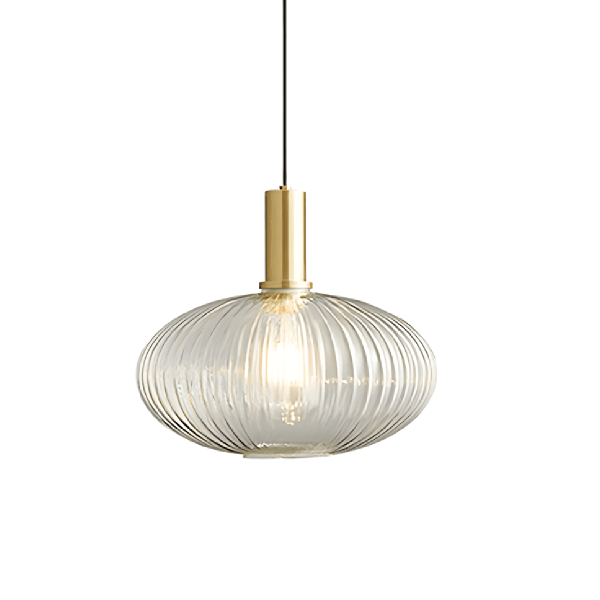 Luminária Pendente Moderno Minimalista Finne - Incolor e Dourado / Ø30cm / Metal e Vidro