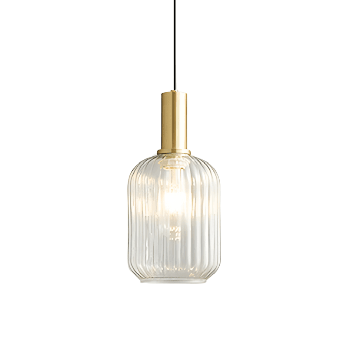 Luminária Pendente Moderno Minimalista Finne - Incolor e Dourado / Ø15cm / Metal e Vidro