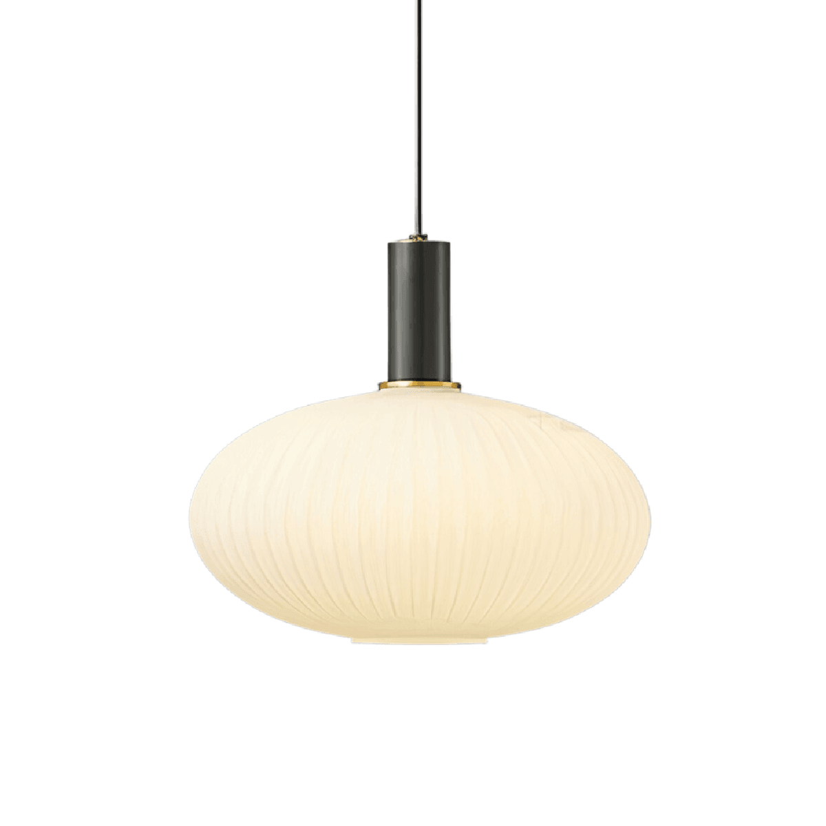 Luminária Pendente Moderno Minimalista Finne - Branco e Preto / Ø30cm / Metal e Vidro