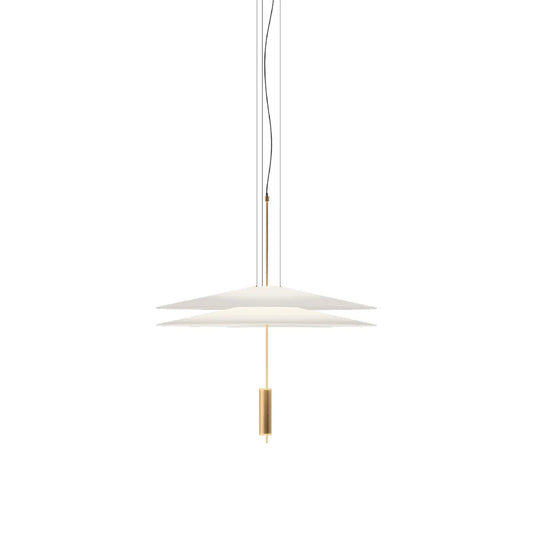 Luminária Pendente Moderno Minimalista Flamingo LED 2 Camadas - Modelo A / Ø50x50cm / Dourado / Branco Quente (3000K)