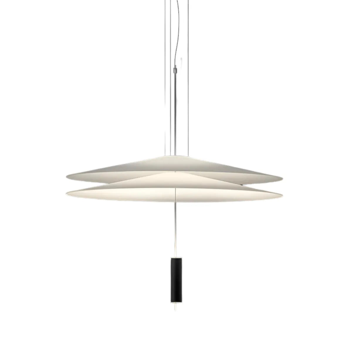 Luminária Pendente Moderno Minimalista Flamingo LED 2 Camadas - Modelo E / Ø68x68cm / Preto / Branco Quente (3000K)