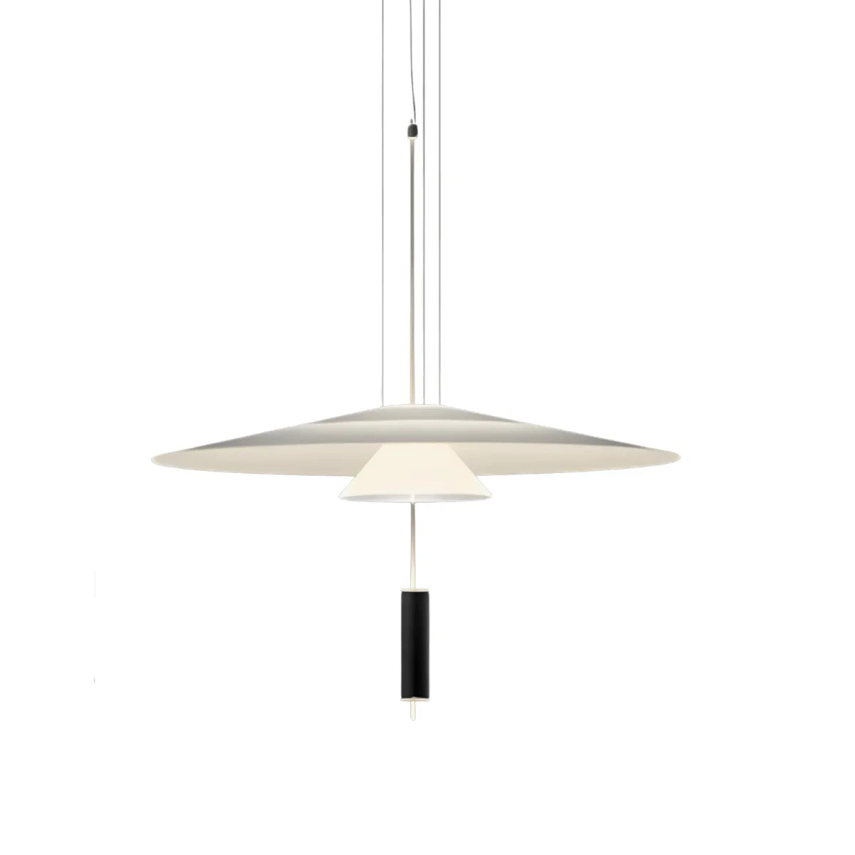 Luminária Pendente Moderno Minimalista Flamingo LED 2 Camadas - Modelo C / Ø68x21cm / Preto / Branco Quente (3000K)