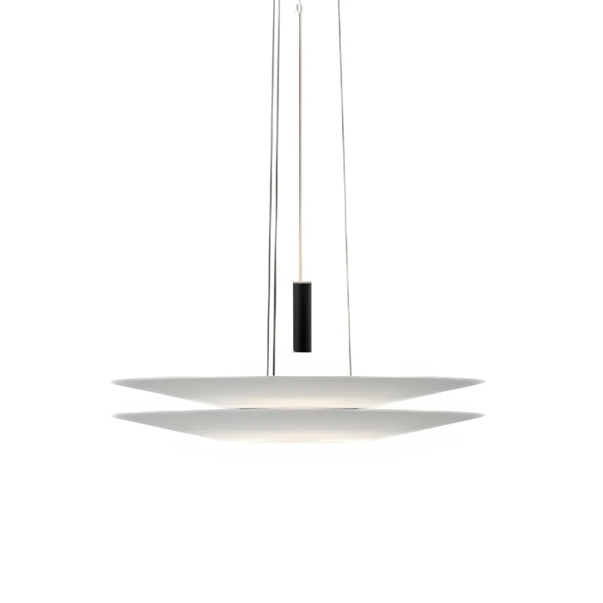 Luminária Pendente Moderno Minimalista Flamingo LED 2 Camadas - Modelo B / Ø50x50cm / Preto / Branco Quente (3000K)