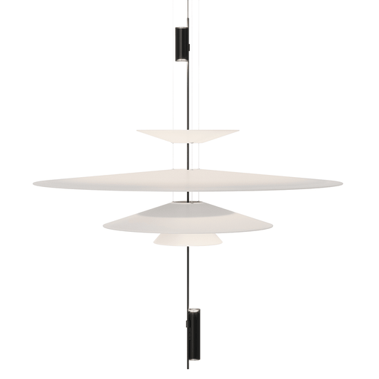 Luminária Pendente Moderno Minimalista Flamingo LED 4 Camadas - Preto / Ø36x68x36x21cm / Branco Quente (3000K)