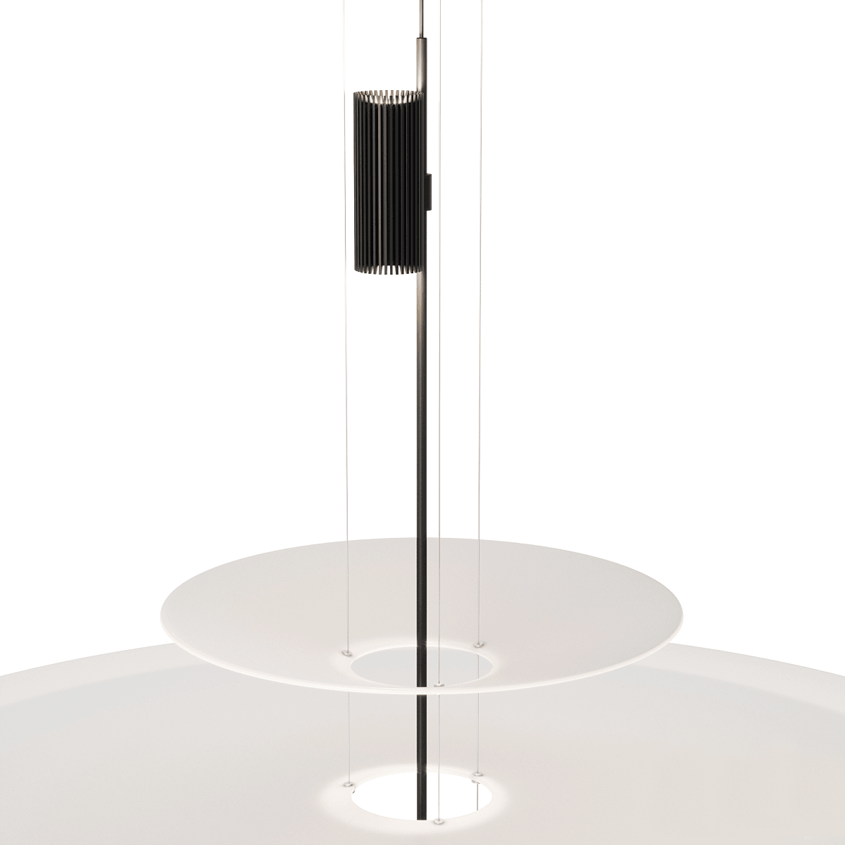 Luminária Pendente Moderno Minimalista Flamingo LED 4 Camadas - Preto / Ø36x68x36x21cm / Branco Quente (3000K)