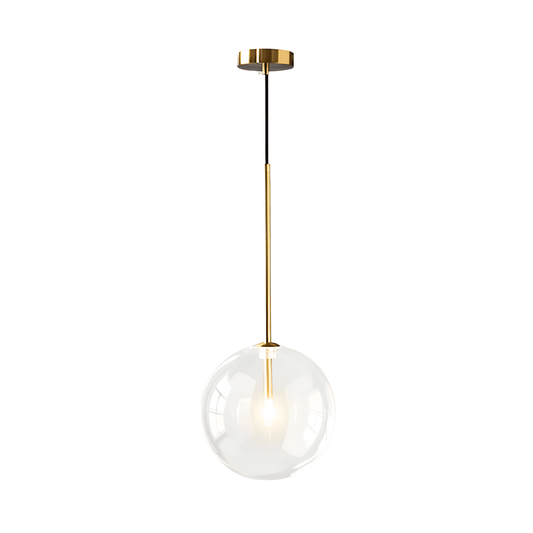 Luminária Pendente Moderno Minimalista Globo Bola Vidro Droplight - Dourado / Ø25cm / Branco Quente (3000K)