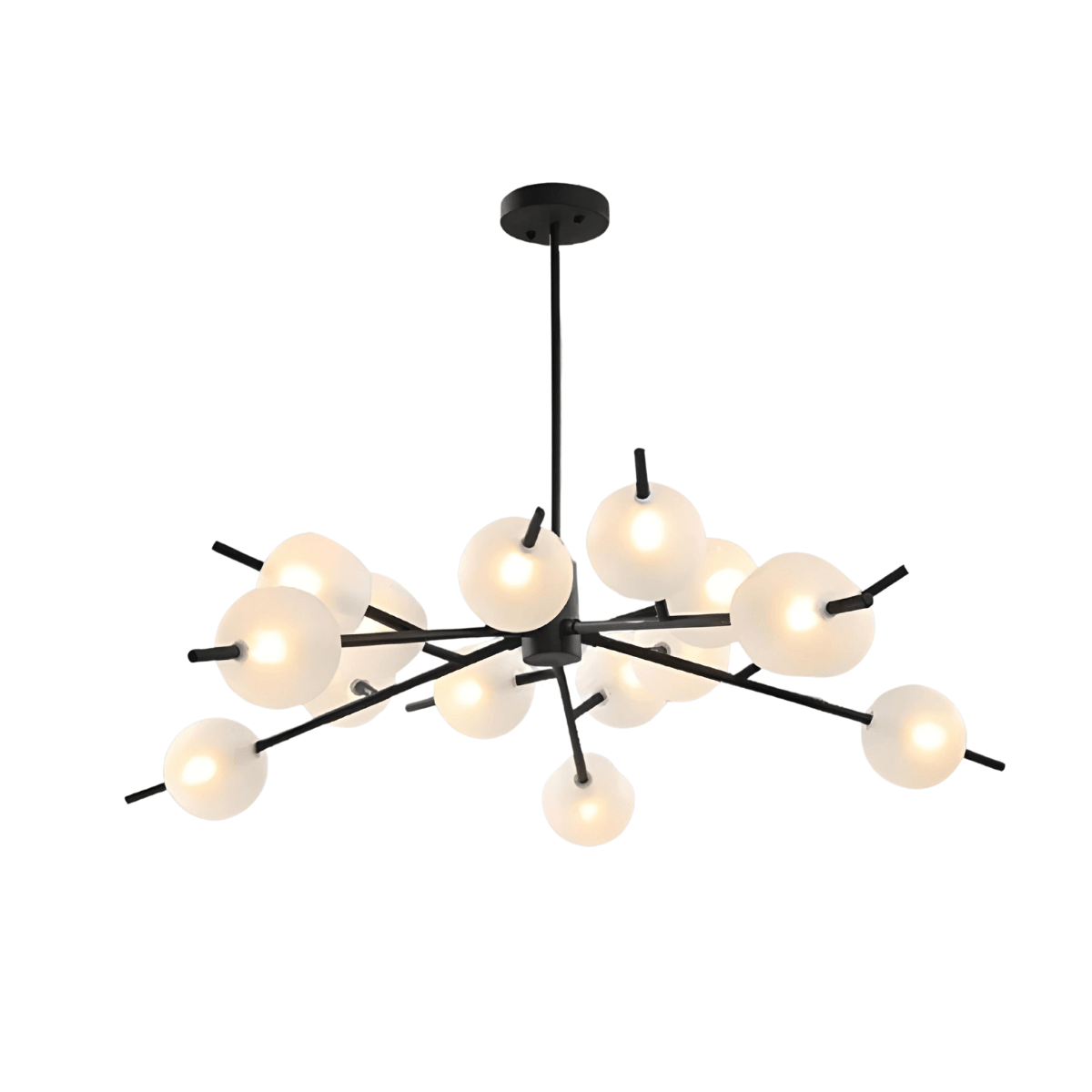 Luminária Pendente Moderno Minimalista Globos Vidro Lenny - 15 lâmpadas / Preto / G9