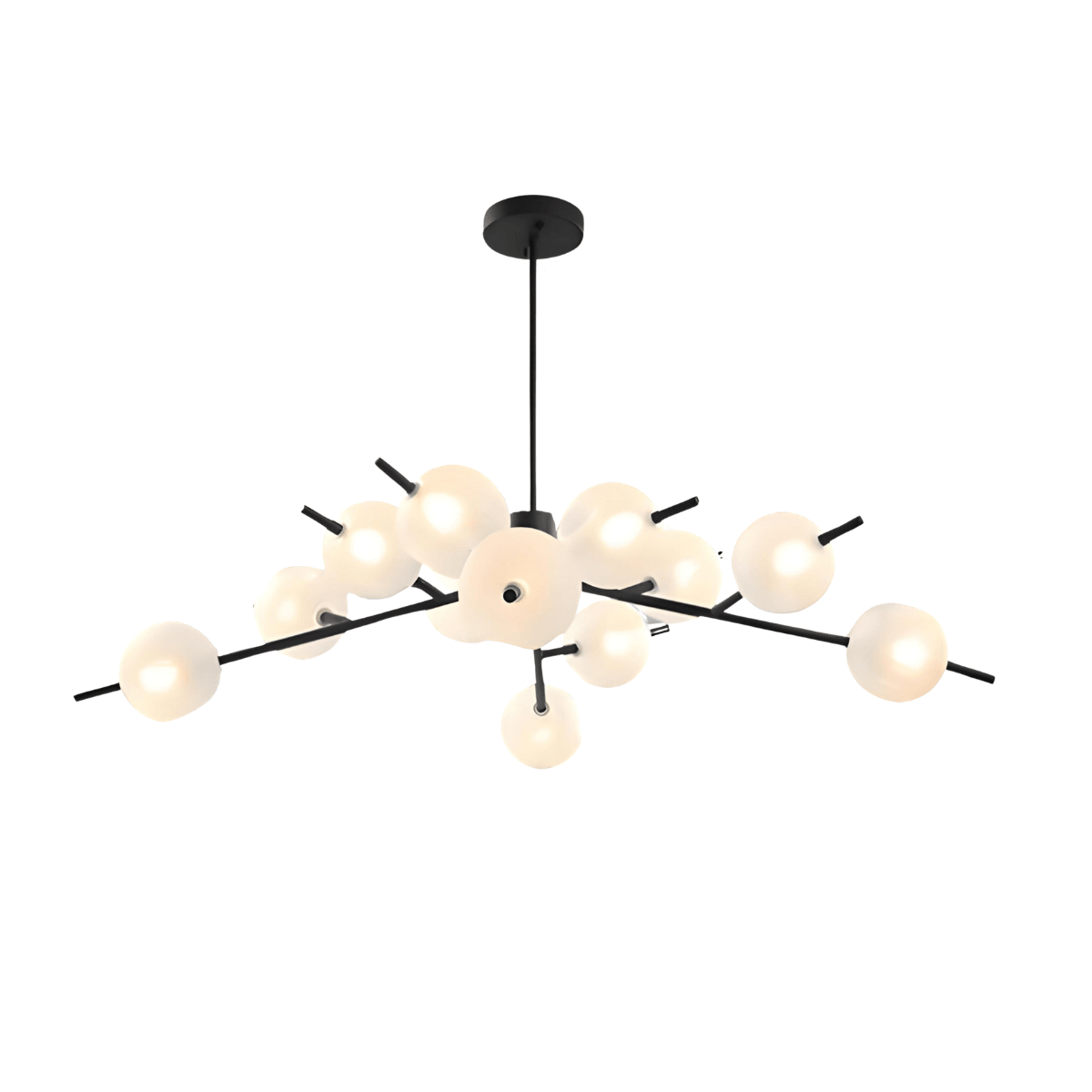 Luminária Pendente Moderno Minimalista Globos Vidro Lenny - 12 lâmpadas / Preto / G9