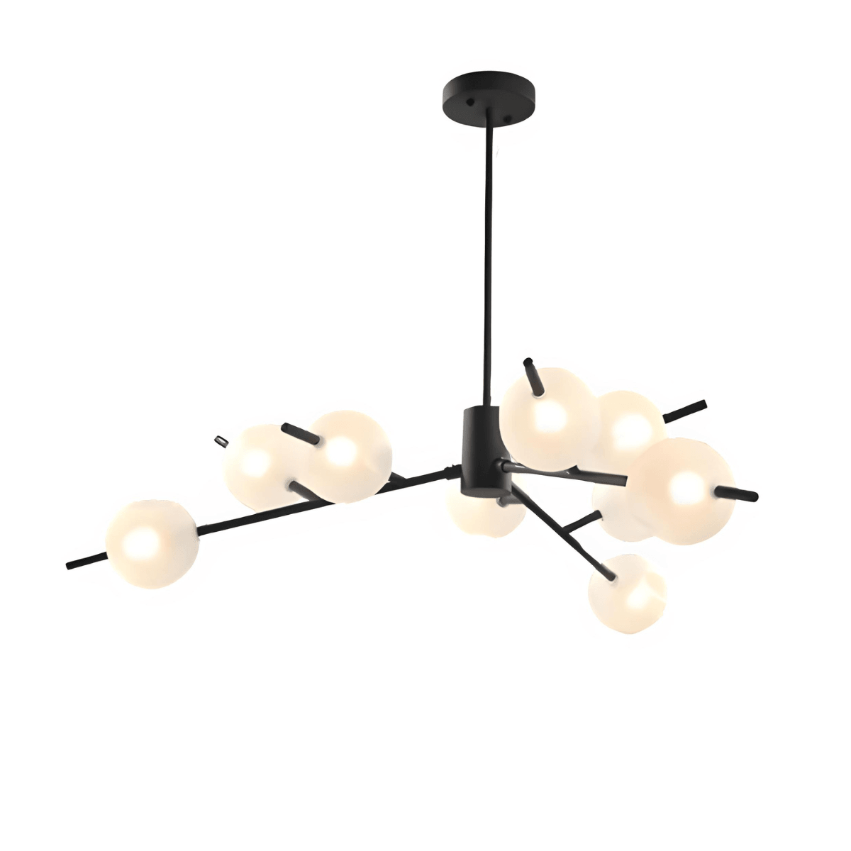 Luminária Pendente Moderno Minimalista Globos Vidro Lenny - 9 lâmpadas / Preto / G9