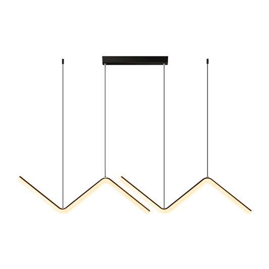 Luminária Pendente Moderno Minimalista LED Metal Zigzag - Preto / 90cm / Branco Quente (3000K)