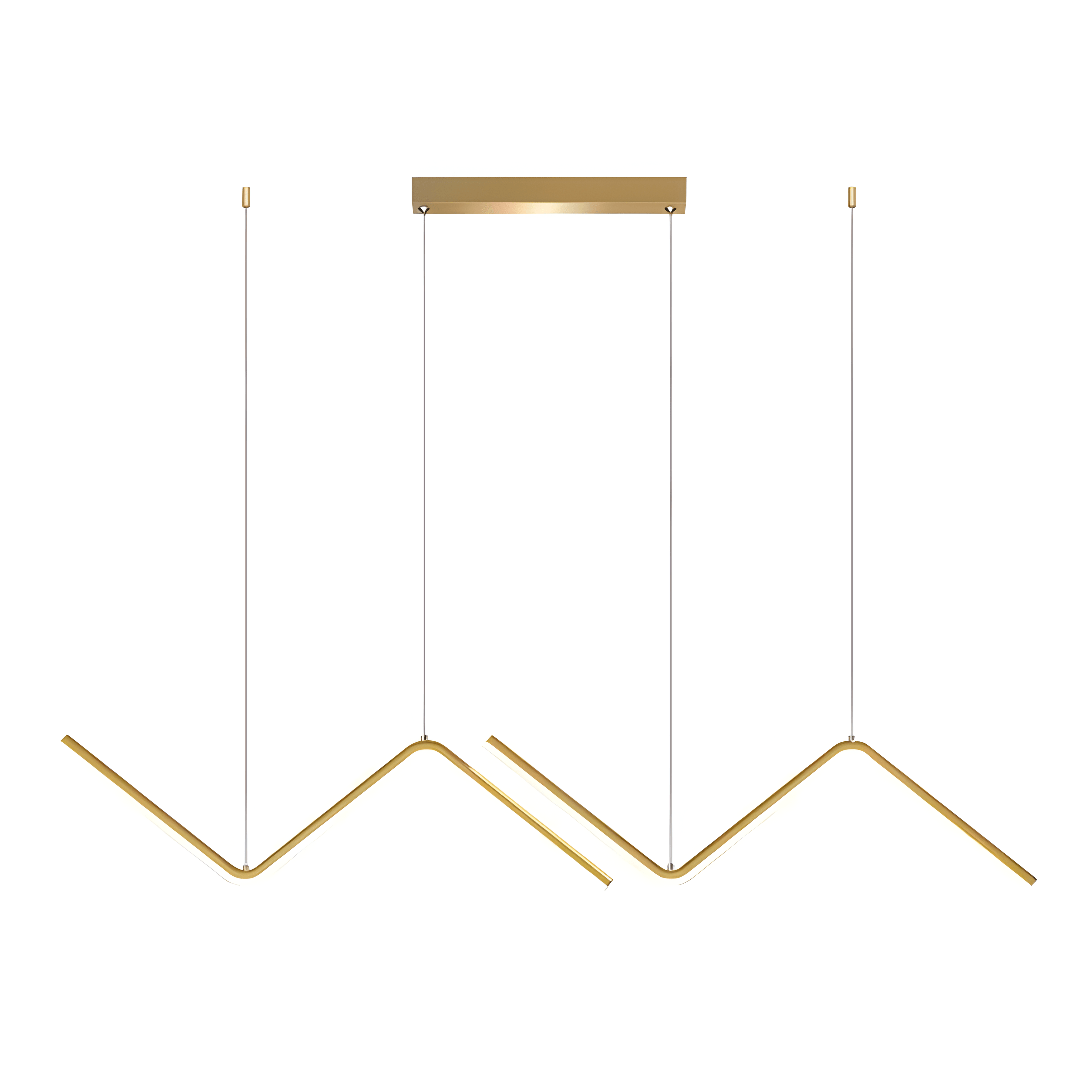 Luminária Pendente Moderno Minimalista LED Metal Zigzag - Dourado / 90cm / Branco Quente (3000K)