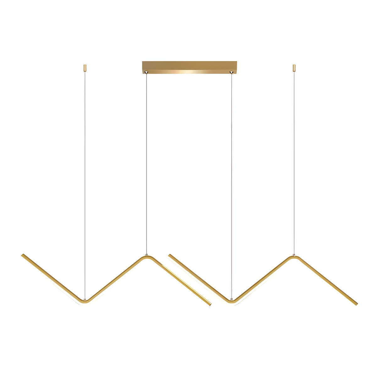 Luminária Pendente Moderno Minimalista LED Metal Zigzag - Dourado / 90cm / Branco Quente (3000K)