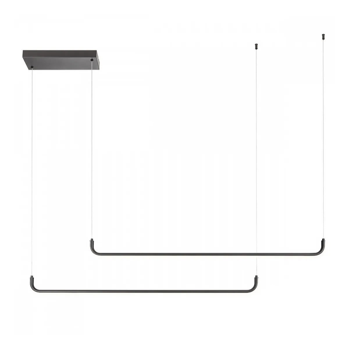 Luminária Pendente Moderno Minimalista Linear LED Linea - 120cm / Preto / Branco Quente (3000K)