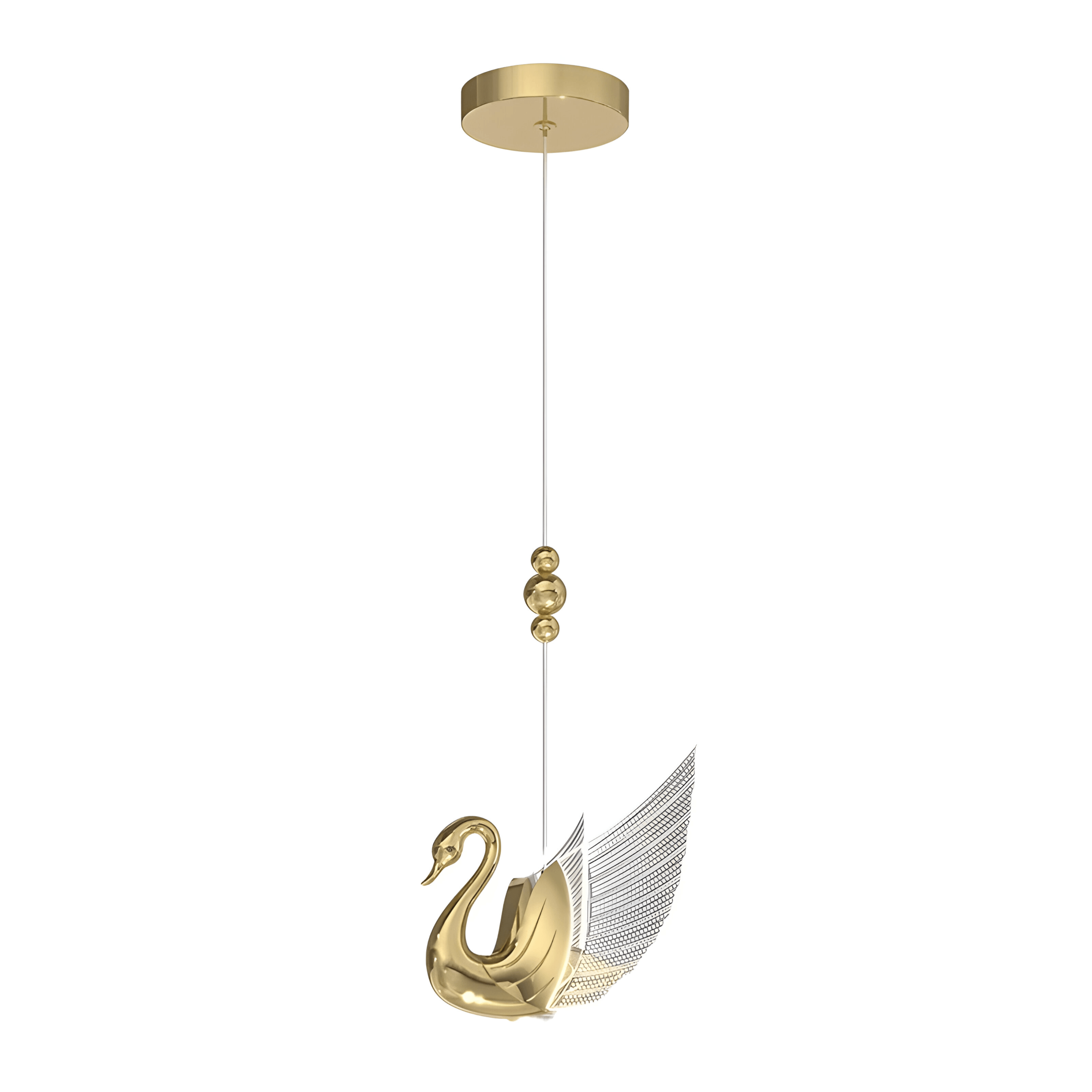 Luminária Pendente Moderno Minimalista Metal LED Dourado Cisne - Dourado / Branco Quente (3000K)