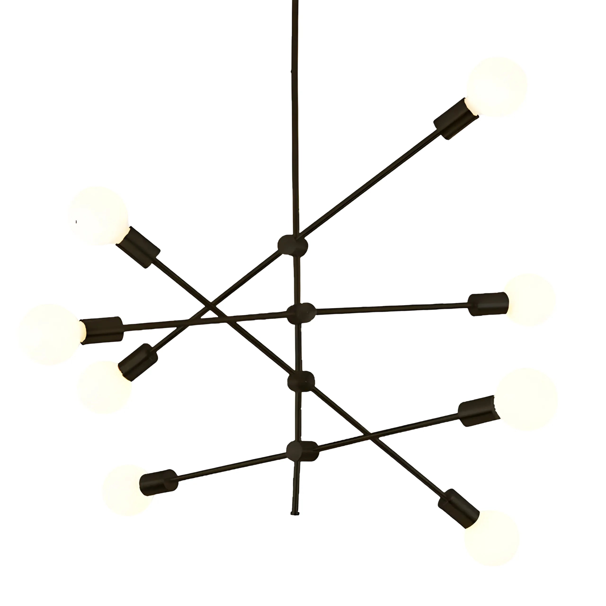 Luminária Pendente Moderno Minimalista Metal Sputnik Pole - 8 lâmpadas / Preto