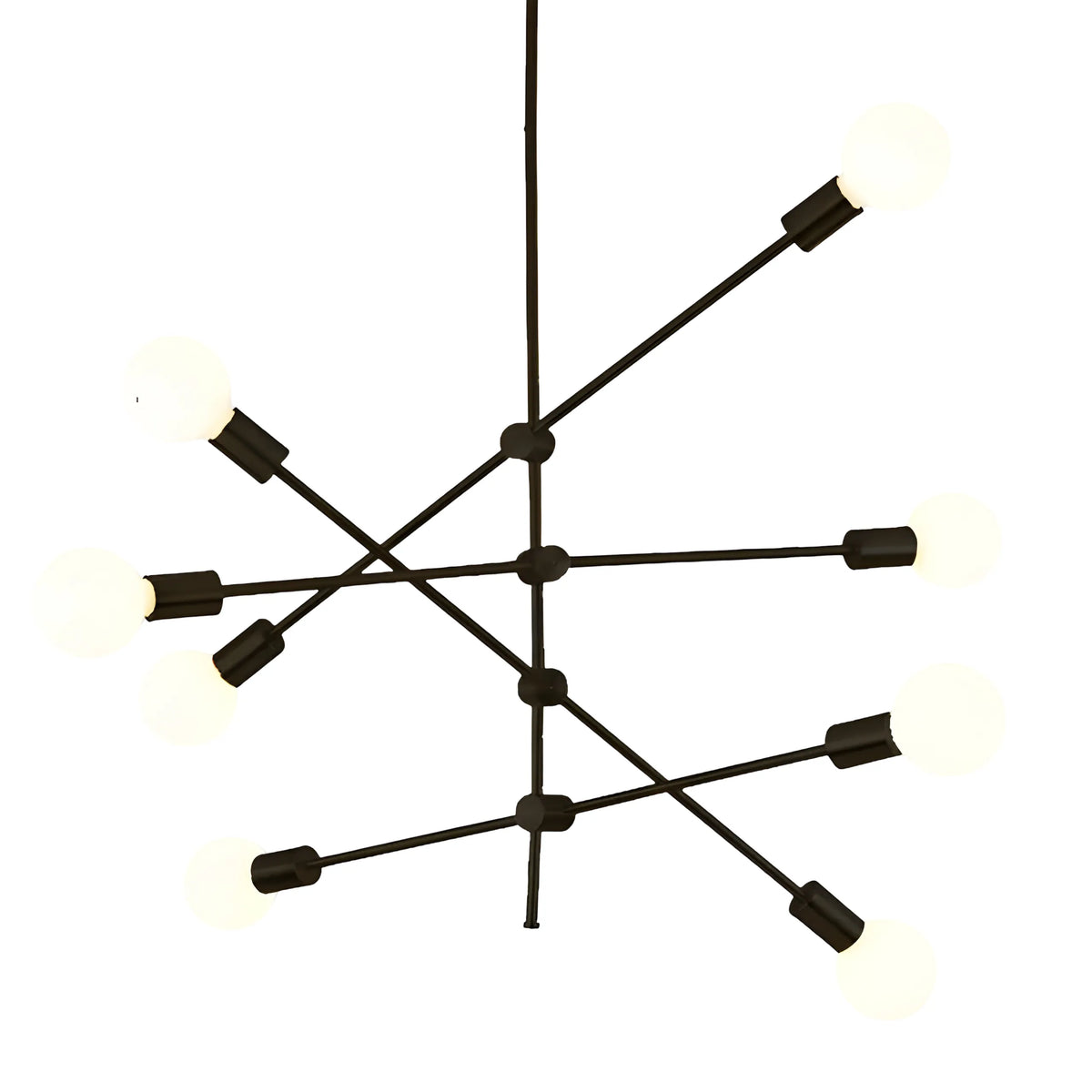 Luminária Pendente Moderno Minimalista Metal Sputnik Pole - 8 lâmpadas / Preto