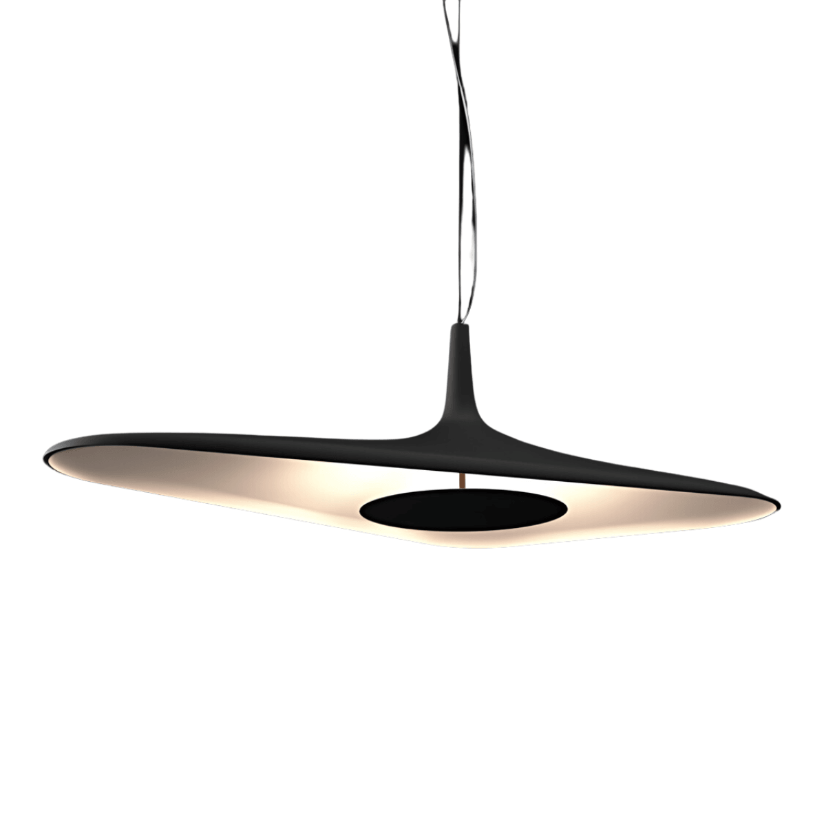 Luminária Pendente Moderno Minimalista Orgânico LED Danish - Preto / Ø60cm / Branco Quente (3000K)