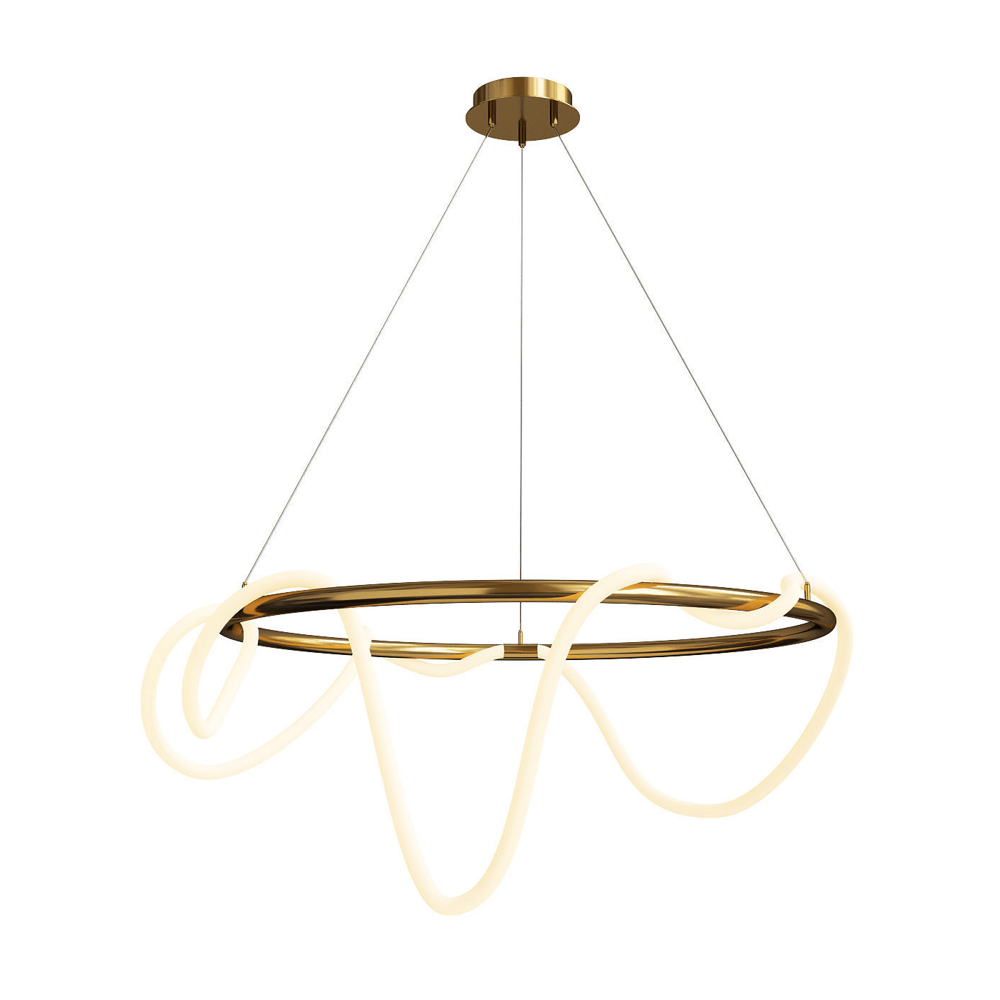Luminária Pendente Moderno Minimalista Spirale Round - Dourado / Ø60cm