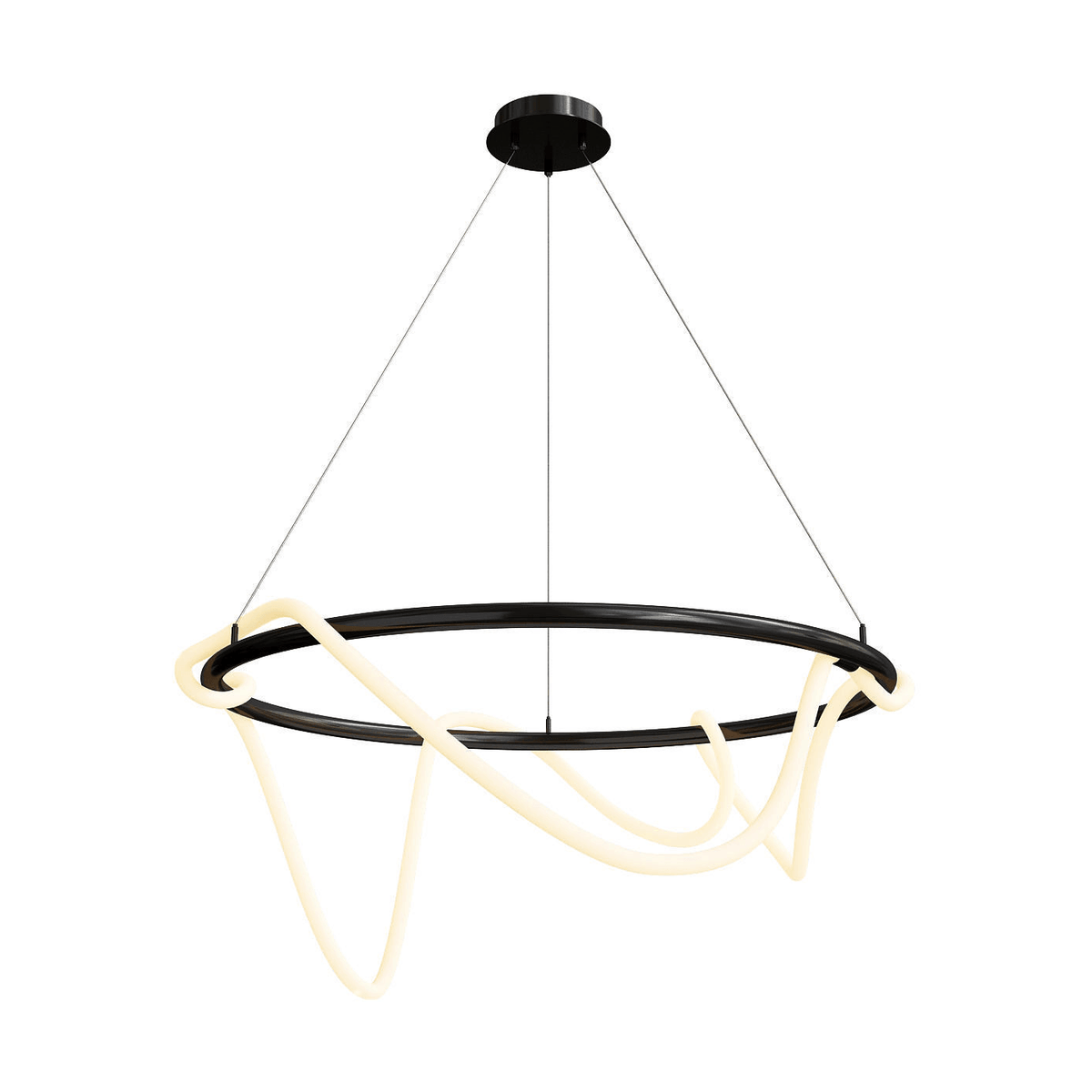 Luminária Pendente Moderno Minimalista Spirale Round - Preto / Ø60cm