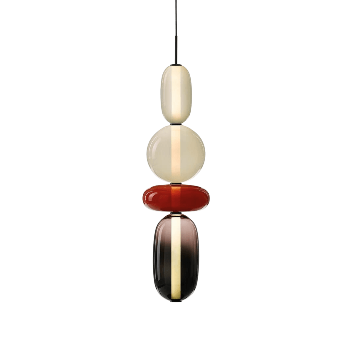 Luminária Pendente Moderno Minimalista Vidro Gapy Nui - Branco, Vermelho e Fumê