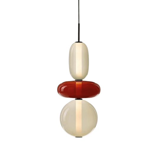 Luminária Pendente Moderno Minimalista Vidro Gapy Tyn - Branco e Vermelho