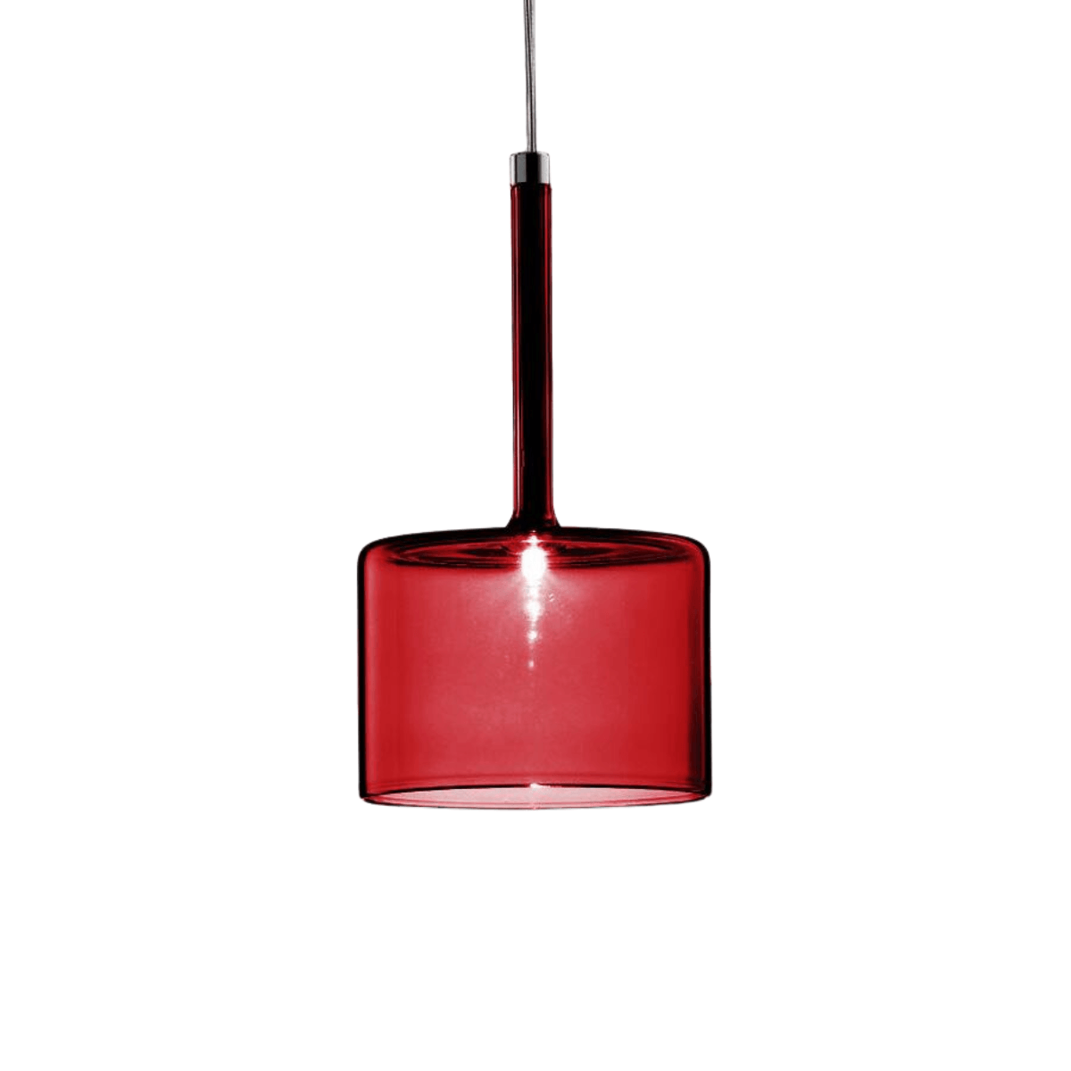 Luminária Pendente Moderno Minimalista Vidro Klaus - Vermelho / Ø14cm