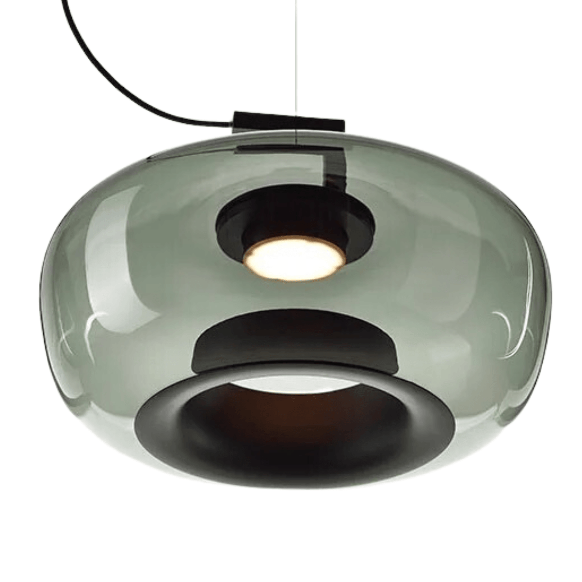 Luminária Pendente Moderno Minimalista Vidro Lotus - Fumê / Ø35cm