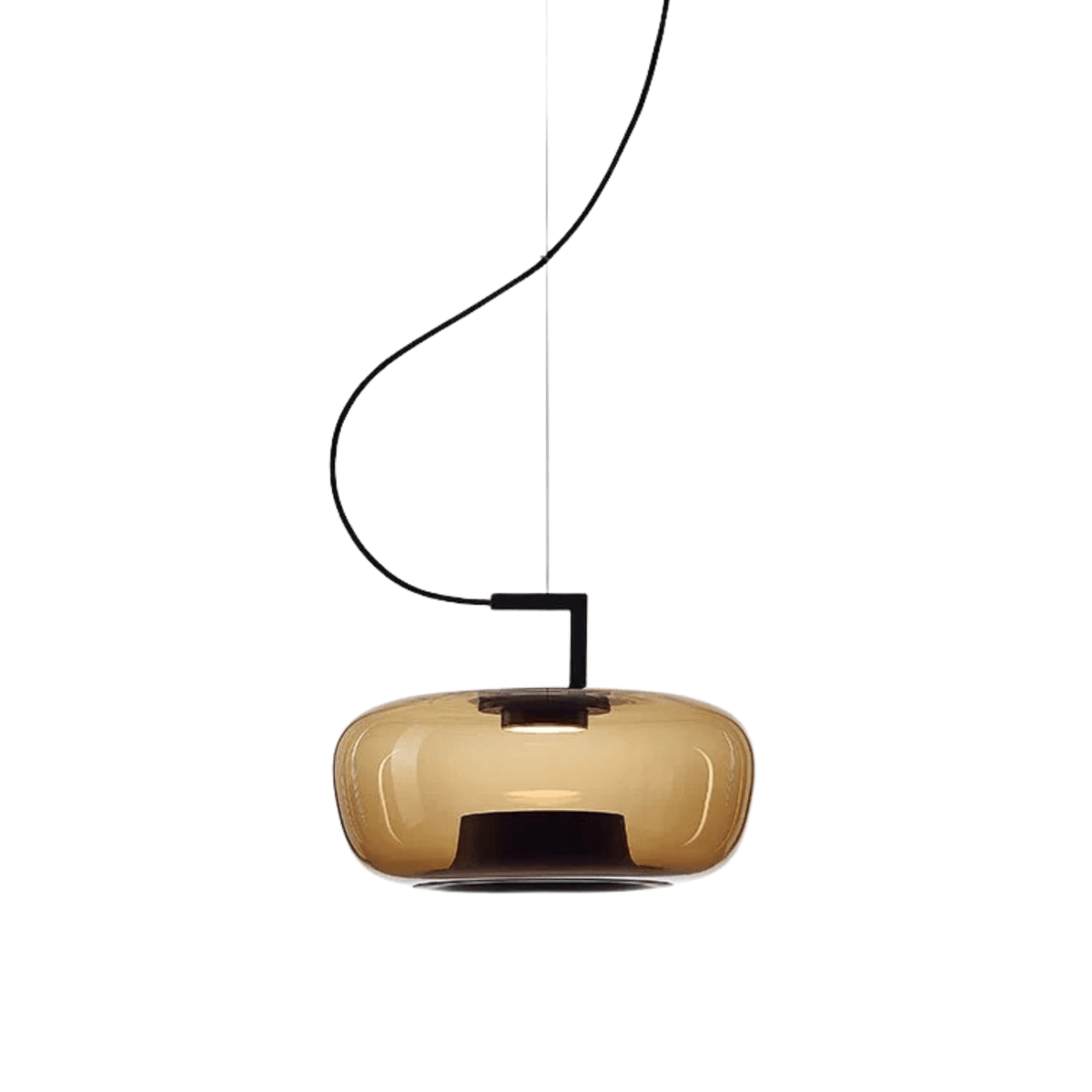 Luminária Pendente Moderno Minimalista Vidro Lotus - Âmbar / Ø45cm