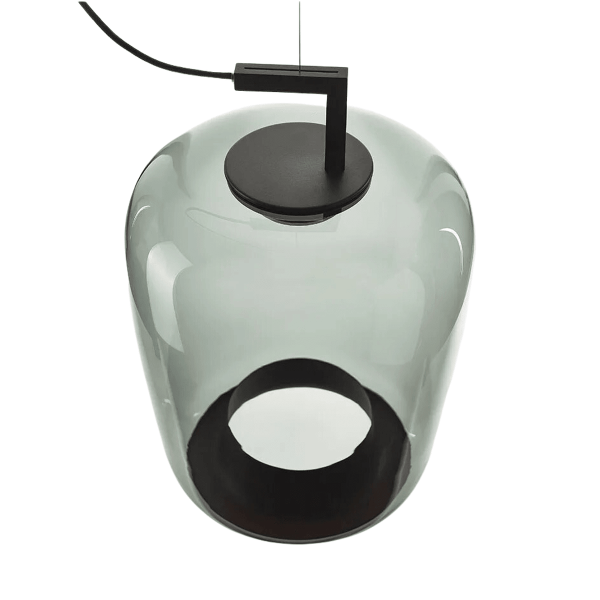 Luminária Pendente Moderno Minimalista Vidro Lotus - Fumê / Ø35cm