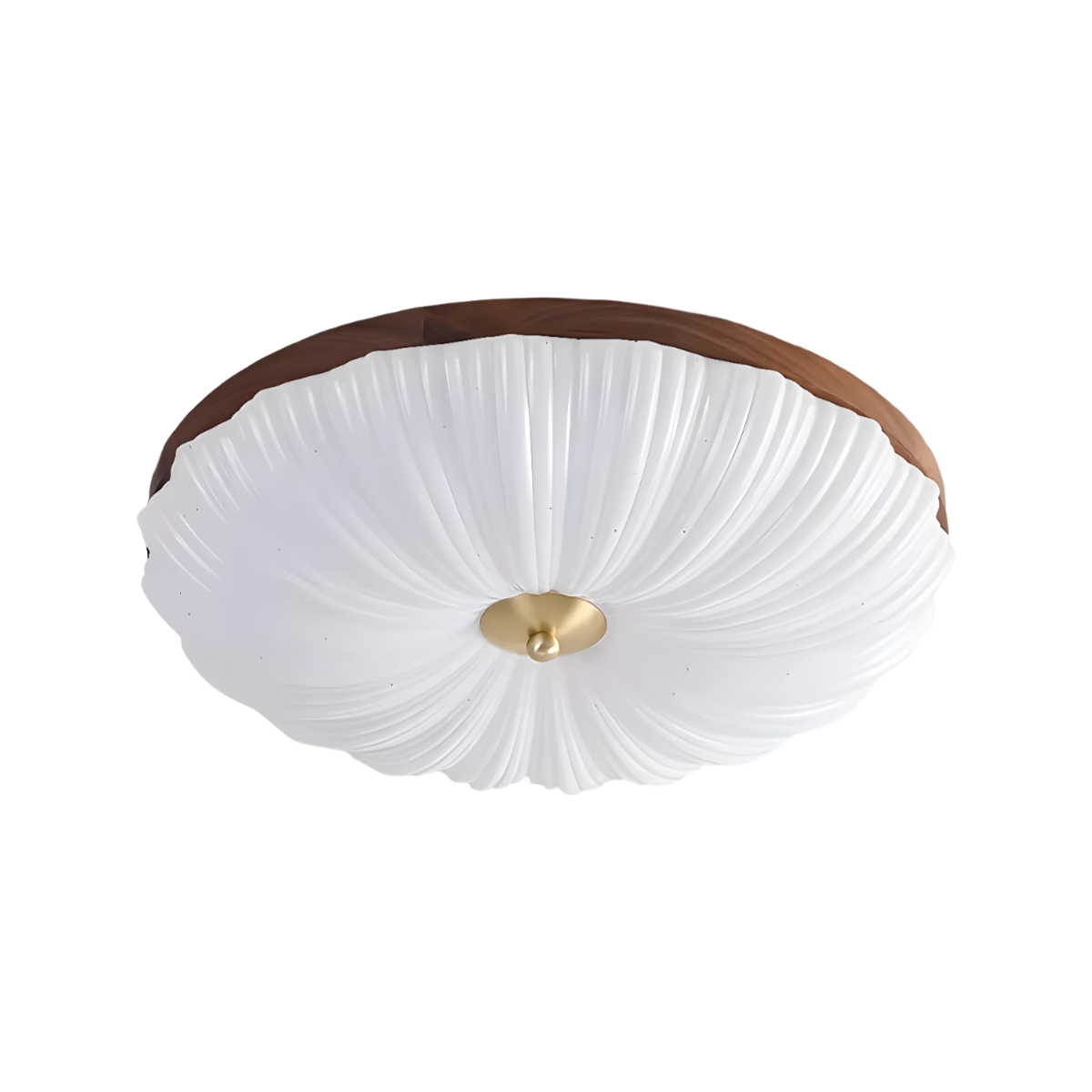 Luminária Plafon Moderna Minimalista LED Madeira Dalia - Ø40cm / Madeira Nogueira e PVC / Branco Quente (3000K)